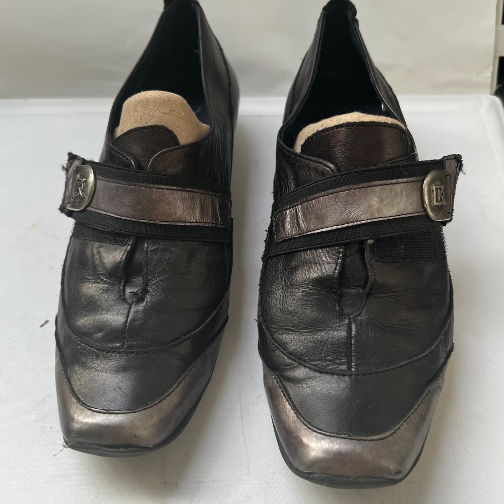 DorKing by Fluchos Slip on Shoes Size 40 Black Silver Hook & Loop Strap Spain